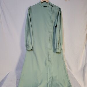 Vintage Elegant Mint Green Long Sleeve Dress